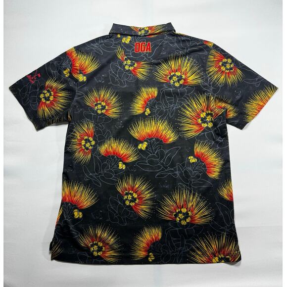 Oahu Golf Apparel Men's Short Sleeve Black Floral Golf Polo Shirt - Size XL - Picture 2 of 5